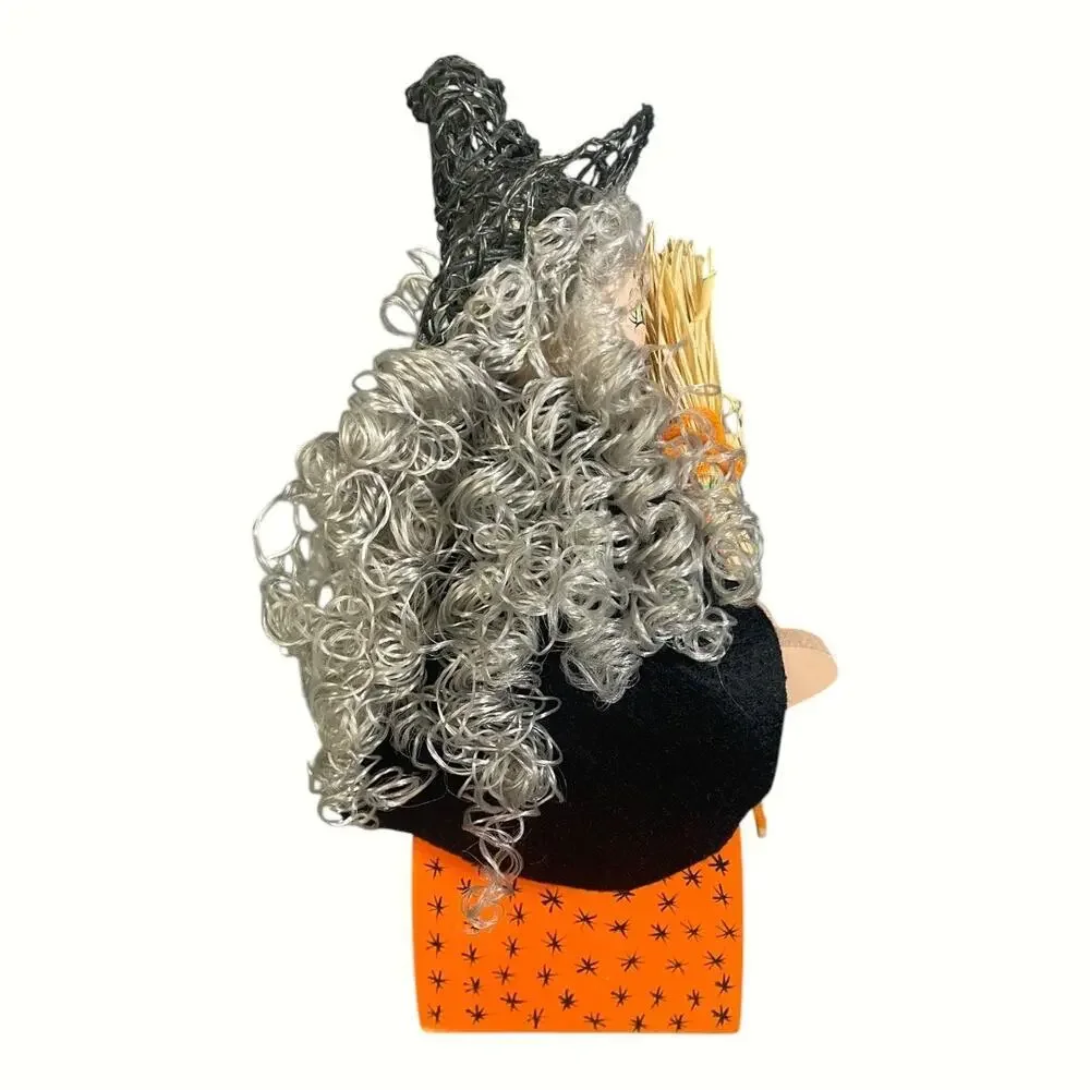 Vintage Handmade Wooden Hand Painted Halloween Witch Figure